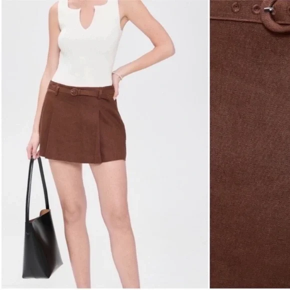NWT • Reformation Rory Linen Skirt in Chocolate Cake - Picture 6 of 6